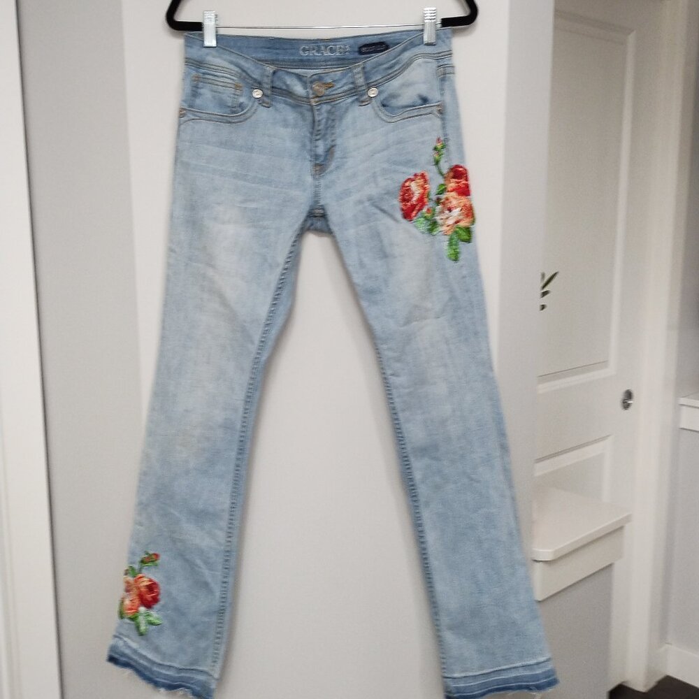 Grace in La bootcut embroidered jeans